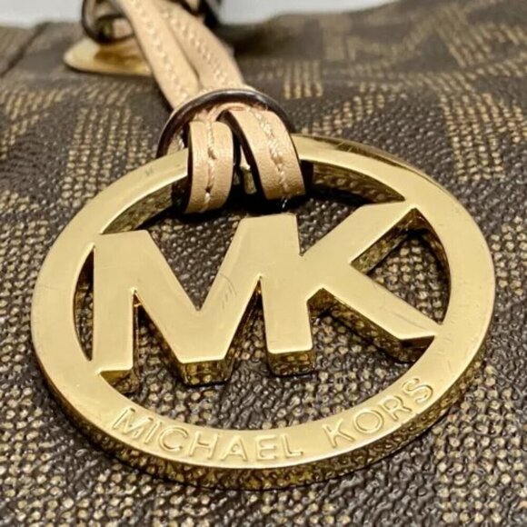 Michael Kors Signature Jet Set East West Top Zip Tote Brown Khaki Saffiano EUC - Picture 5 of 15